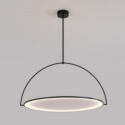 Modern Art Deco Round Reversible Acrylic Iron LED Pendant Light For Dining Room