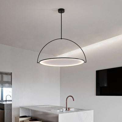 Modern Art Deco Round Reversible Acrylic Iron LED Pendant Light For Dining Room