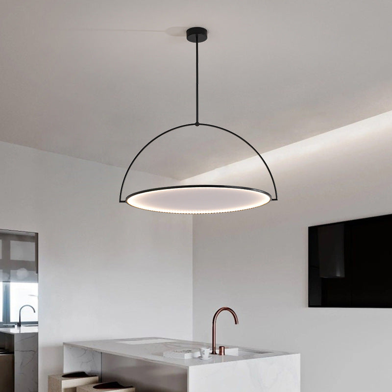 Modern Art Deco Round Reversible Acrylic Iron LED Pendant Light For Dining Room