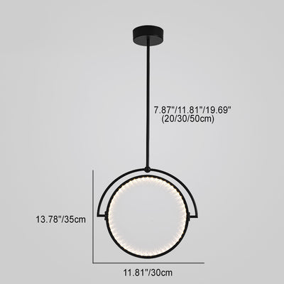 Modern Art Deco Round Reversible Acrylic Iron LED Pendant Light For Dining Room