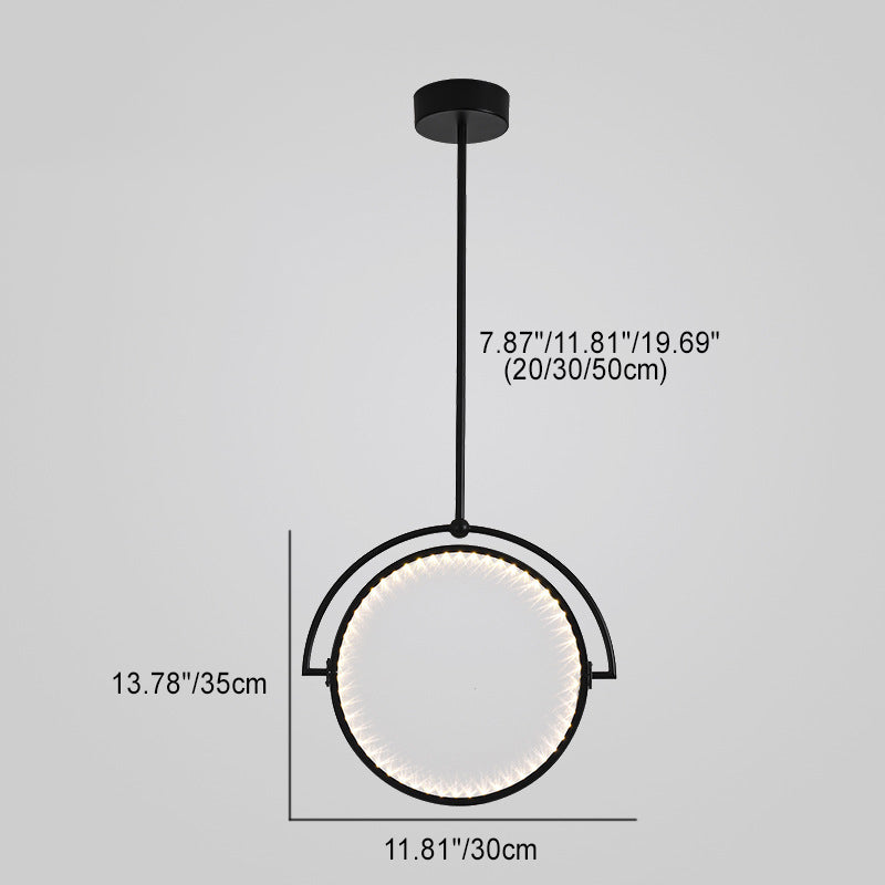 Modern Art Deco Round Reversible Acrylic Iron LED Pendant Light For Dining Room