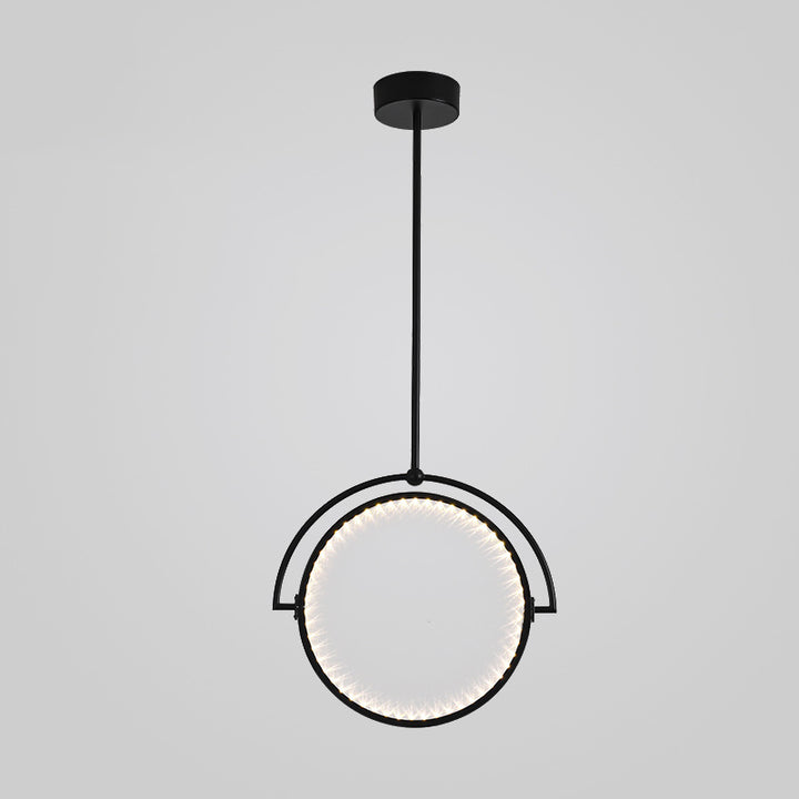 Modern Art Deco Round Reversible Acrylic Iron LED Pendant Light For Dining Room