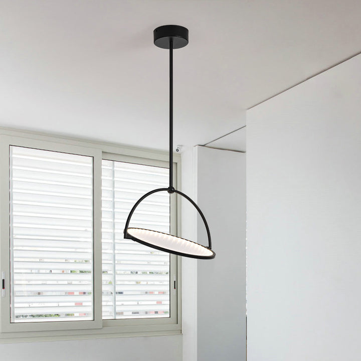 Modern Art Deco Round Reversible Acrylic Iron LED Pendant Light For Dining Room