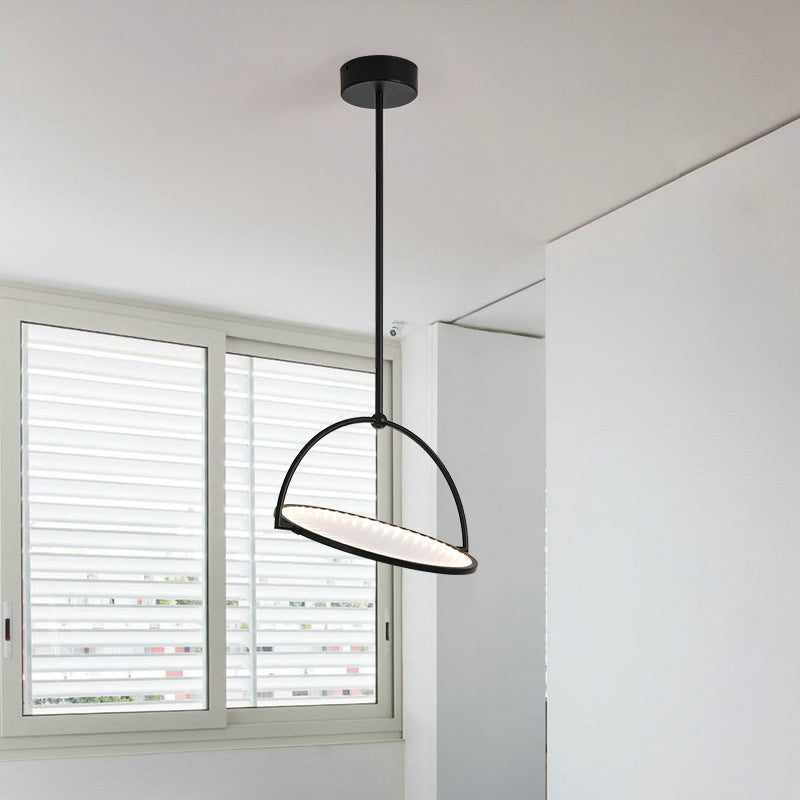 Modern Art Deco Round Reversible Acrylic Iron LED Pendant Light For Dining Room