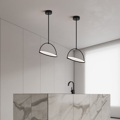 Modern Art Deco Round Reversible Acrylic Iron LED Pendant Light For Dining Room