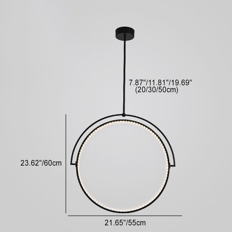 Modern Art Deco Round Reversible Acrylic Iron LED Pendant Light For Dining Room