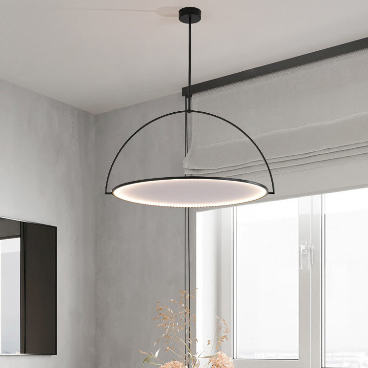 Modern Art Deco Round Reversible Acrylic Iron LED Pendant Light For Dining Room