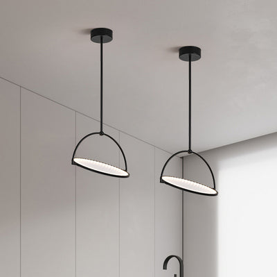 Modern Art Deco Round Reversible Acrylic Iron LED Pendant Light For Dining Room