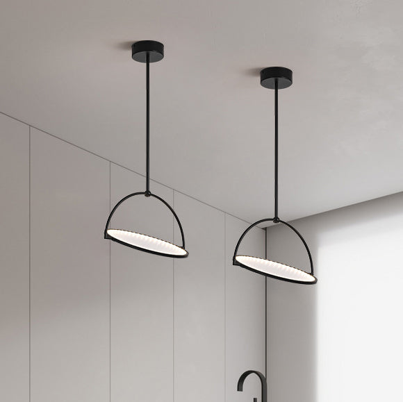 Modern Art Deco Round Reversible Acrylic Iron LED Pendant Light For Dining Room