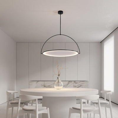 Modern Art Deco Round Reversible Acrylic Iron LED Pendant Light For Dining Room