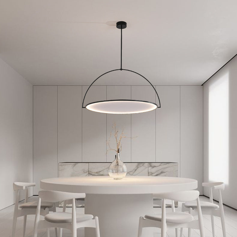 Modern Art Deco Round Reversible Acrylic Iron LED Pendant Light For Dining Room