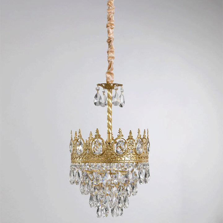 Traditionnel Fer à Cône Français Cristal 1/4/6 - Suspension Luminaire Pour Salon 