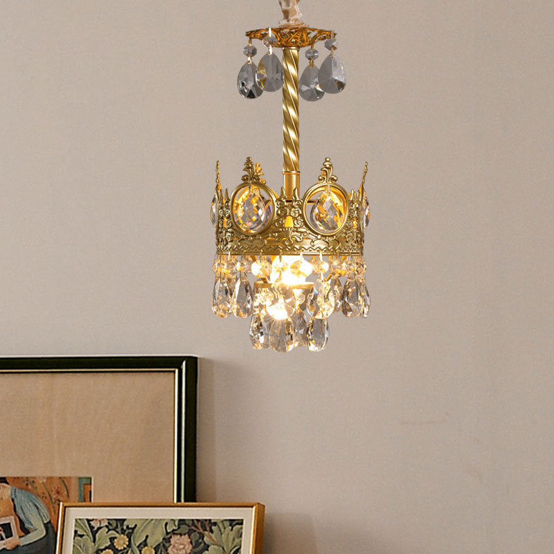Traditionnel Fer à Cône Français Cristal 1/4/6 - Suspension Luminaire Pour Salon 