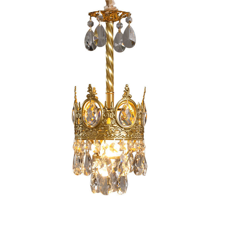 Traditionnel Fer à Cône Français Cristal 1/4/6 - Suspension Luminaire Pour Salon 
