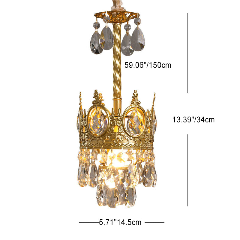 Traditionnel Fer à Cône Français Cristal 1/4/6 - Suspension Luminaire Pour Salon 