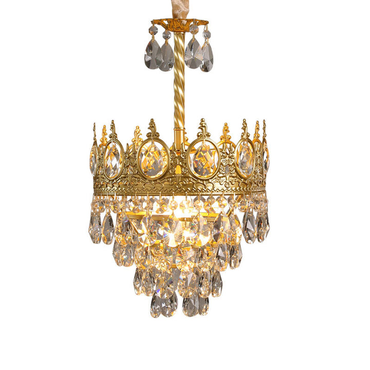 Traditionnel Fer à Cône Français Cristal 1/4/6 - Suspension Luminaire Pour Salon 