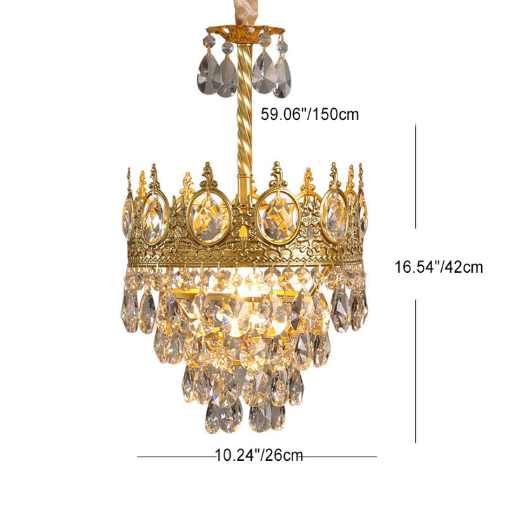 Traditionnel Fer à Cône Français Cristal 1/4/6 - Suspension Luminaire Pour Salon 