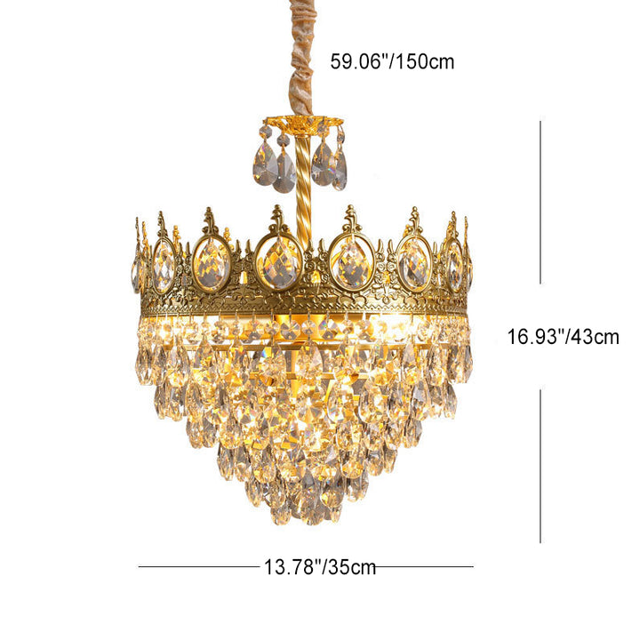 Traditionnel Fer à Cône Français Cristal 1/4/6 - Suspension Luminaire Pour Salon 