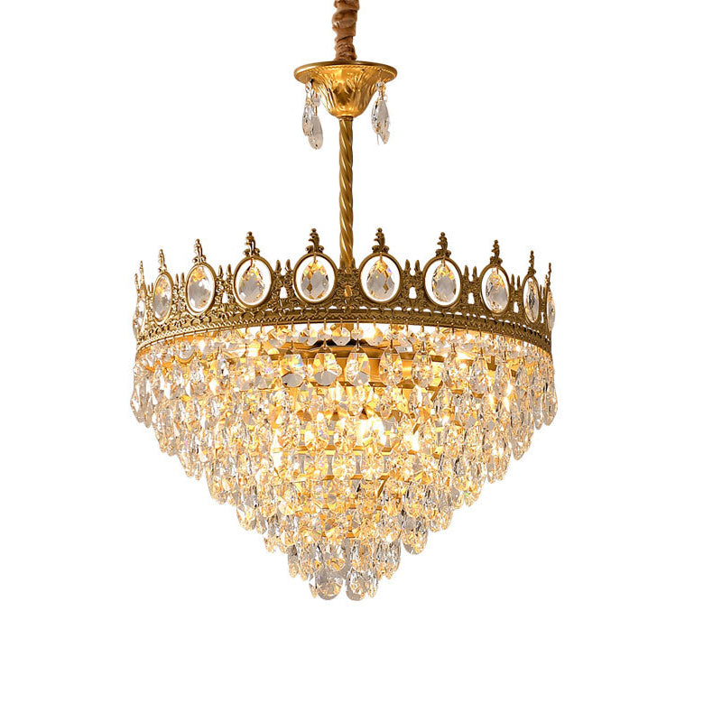 Traditionnel Fer à Cône Français Cristal 1/4/6 - Suspension Luminaire Pour Salon 