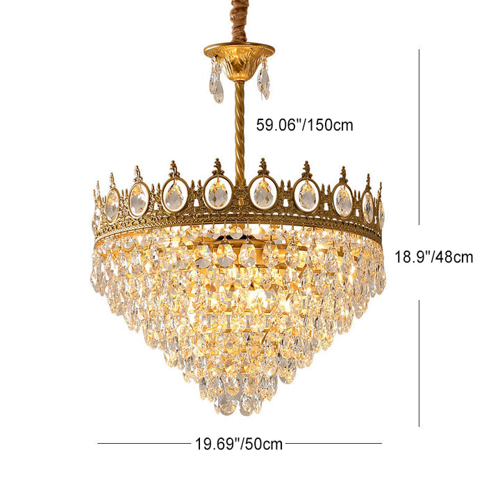 Traditionnel Fer à Cône Français Cristal 1/4/6 - Suspension Luminaire Pour Salon 