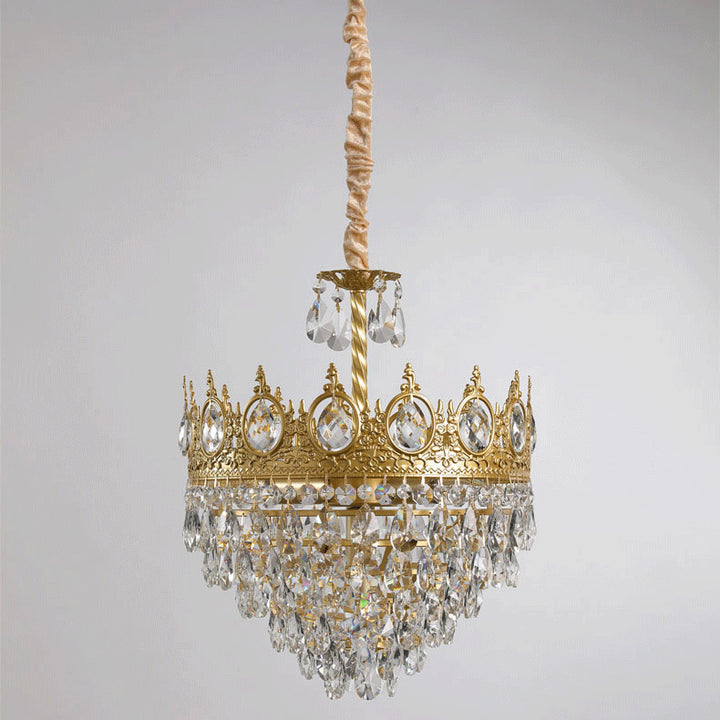 Traditionnel Fer à Cône Français Cristal 1/4/6 - Suspension Luminaire Pour Salon 
