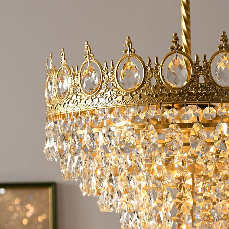 Traditionnel Fer à Cône Français Cristal 1/4/6 - Suspension Luminaire Pour Salon 