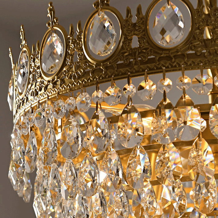 Traditionnel Fer à Cône Français Cristal 1/4/6 - Suspension Luminaire Pour Salon 