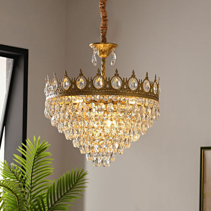 Traditionelle französische Kegel-Eisen-Kristall 1/4/6 - Licht Pendelleuchte für Wohnzimmer 