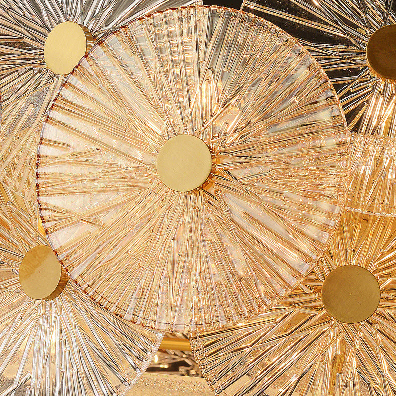 Contemporary Luxury Round Snowflake Glass Iron 8/15/22 - Light Chandelier For Living Room