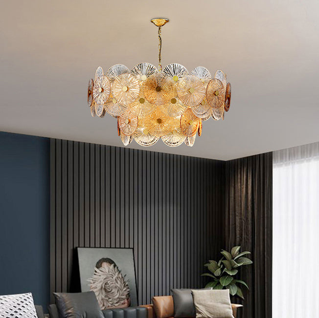 Lustre Contemporain de Luxe Rond Flocon de Neige en Verre Fer 8/15/22 - Pour Salon 