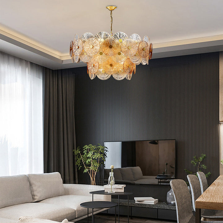 Zeitgenössischer Luxus Rund Schneeflocke Glas Eisen 8/15/22 - Licht Kronleuchter für Wohnzimmer 