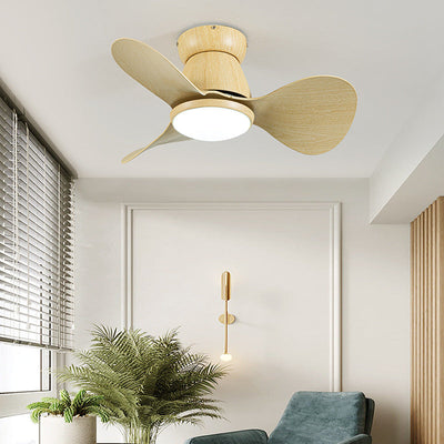 Contemporary Nordic Three Fan Blades Hardware Plastic Acrylic LED Downrods Ceiling Fan Light For Living Room
