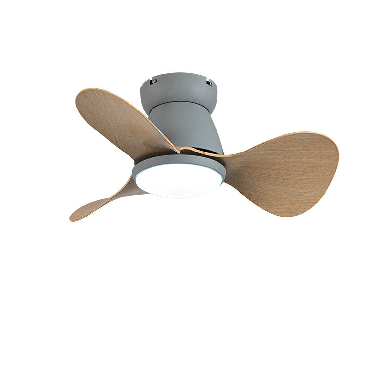 Zeitgenössischer nordischer Deckenventilator mit drei Lüfterblättern aus Hardware, Kunststoff und Acryl mit LED-Abhängung für das Wohnzimmer 