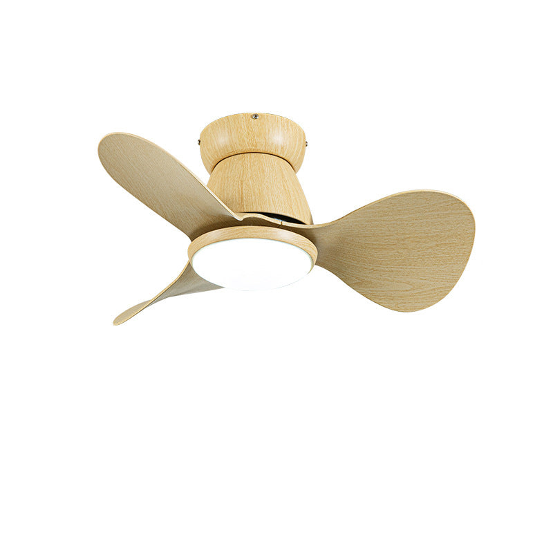 Zeitgenössischer nordischer Deckenventilator mit drei Lüfterblättern aus Hardware, Kunststoff und Acryl mit LED-Abhängung für das Wohnzimmer 