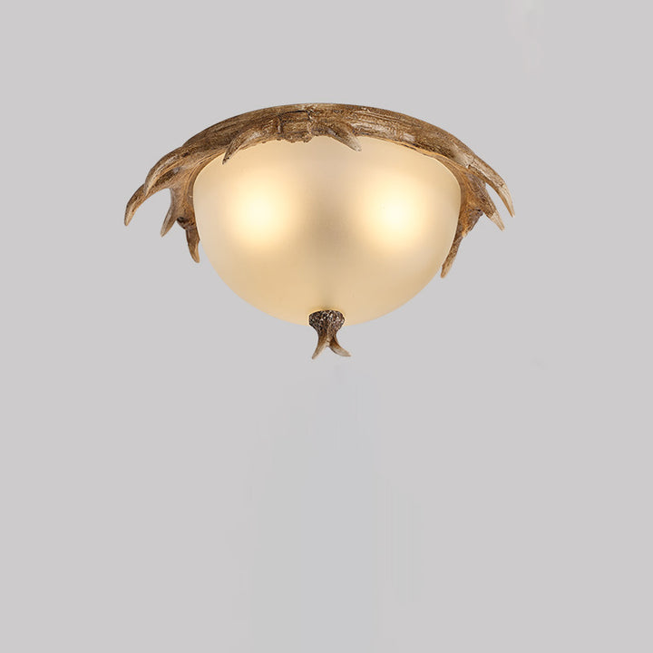 Luz de techo LED empotrada de vidrio de hierro resina redonda con astas retro contemporáneas para dormitorio 