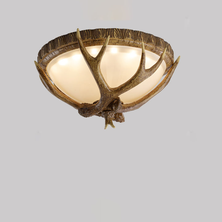 Luz de techo LED empotrada de vidrio de hierro resina redonda con astas retro contemporáneas para dormitorio 