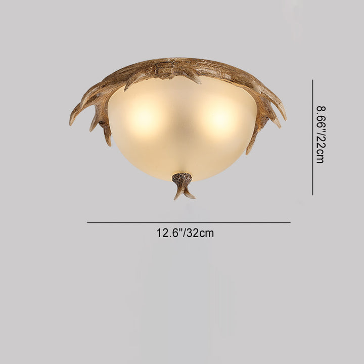 Luz de techo LED empotrada de vidrio de hierro resina redonda con astas retro contemporáneas para dormitorio 