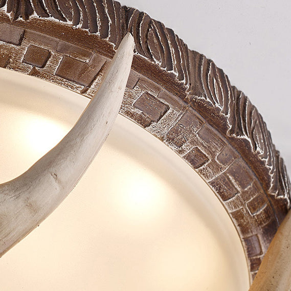 Luz de techo LED empotrada de vidrio de hierro resina redonda con astas retro contemporáneas para dormitorio 