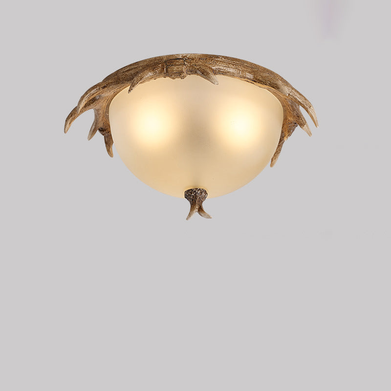 Luz de techo LED empotrada de vidrio de hierro resina redonda con astas retro contemporáneas para dormitorio 