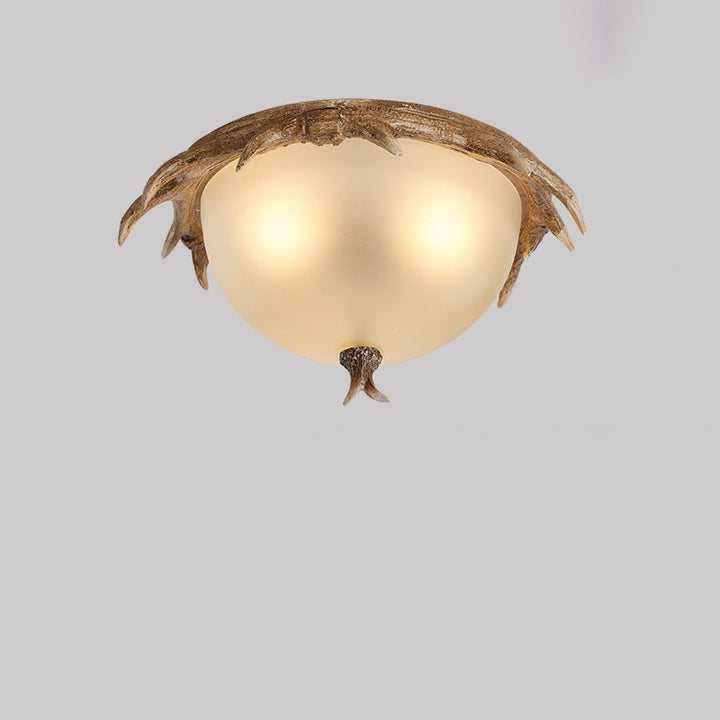 Luz de techo LED empotrada de vidrio de hierro resina redonda con astas retro contemporáneas para dormitorio 