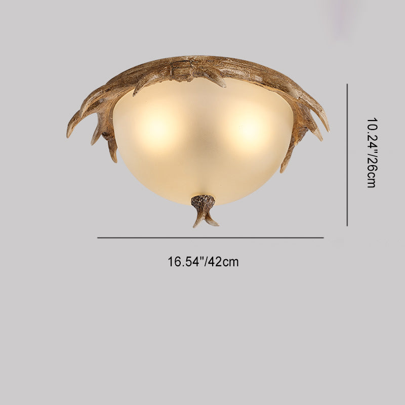 Luz de techo LED empotrada de vidrio de hierro resina redonda con astas retro contemporáneas para dormitorio 