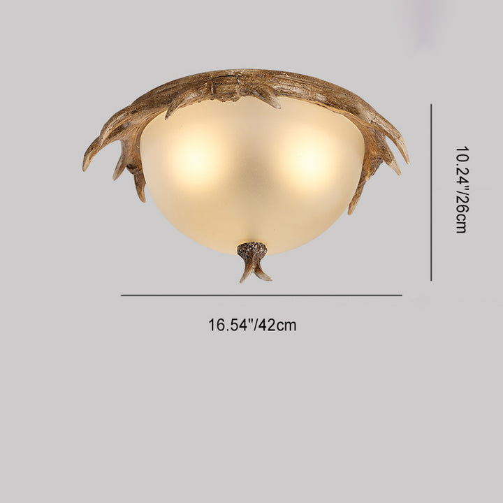 Luz de techo LED empotrada de vidrio de hierro resina redonda con astas retro contemporáneas para dormitorio 