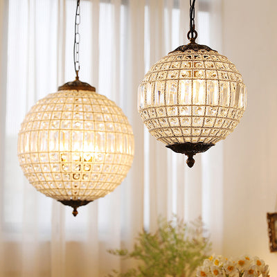 Traditioneller französischer runder Ball Kristall Kupfer 1/3/5 - Lichtkronleuchter für das Esszimmer 