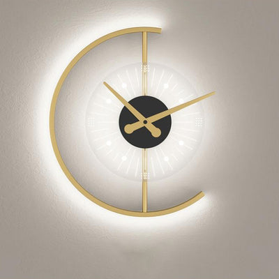 Lámpara de pared con aplique LED de hierro acrílico en forma de reloj nórdico contemporáneo para dormitorio 