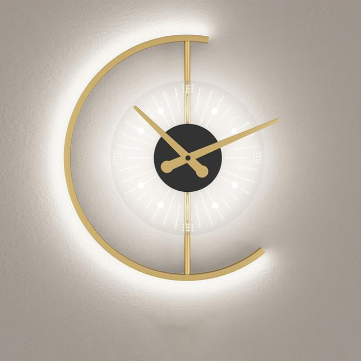Lámpara de pared con aplique LED de hierro acrílico en forma de reloj nórdico contemporáneo para dormitorio 