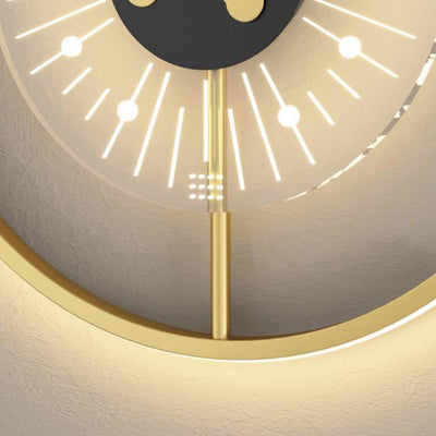 Lámpara de pared con aplique LED de hierro acrílico en forma de reloj nórdico contemporáneo para dormitorio 