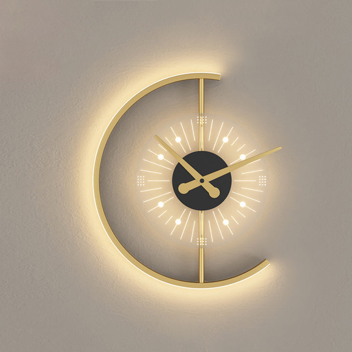 Lámpara de pared con aplique LED de hierro acrílico en forma de reloj nórdico contemporáneo para dormitorio 