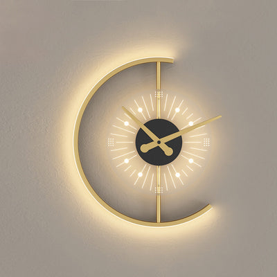 Lámpara de pared con aplique LED de hierro acrílico en forma de reloj nórdico contemporáneo para dormitorio 