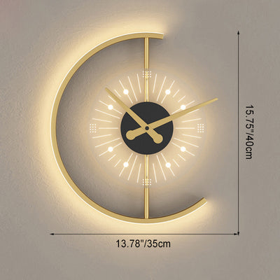 Lámpara de pared con aplique LED de hierro acrílico en forma de reloj nórdico contemporáneo para dormitorio 