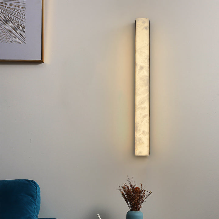 Traditionelle chinesische lange Streifen-Kupfer-Marmor-LED-Wandleuchte für das Wohnzimmer 